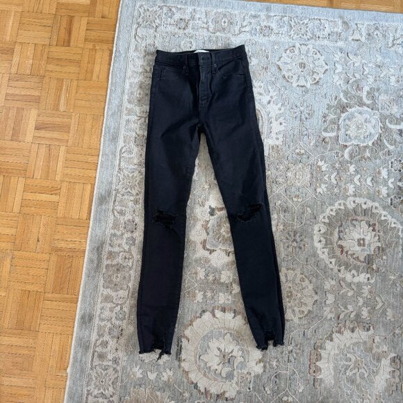Abercrombie Ripped High Rise Super Skinny Ankle Jeans Black - Picture 6 of 6